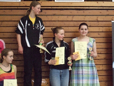 fechterin Eva Jägele (rechts) teilt sich mit ihrer Konkurrentin Cosima Kammel (links) den dritten Platz.